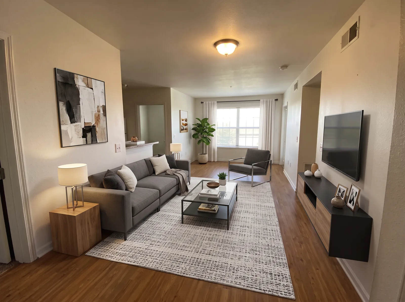 modern virtual staging of an AI-generated living-room