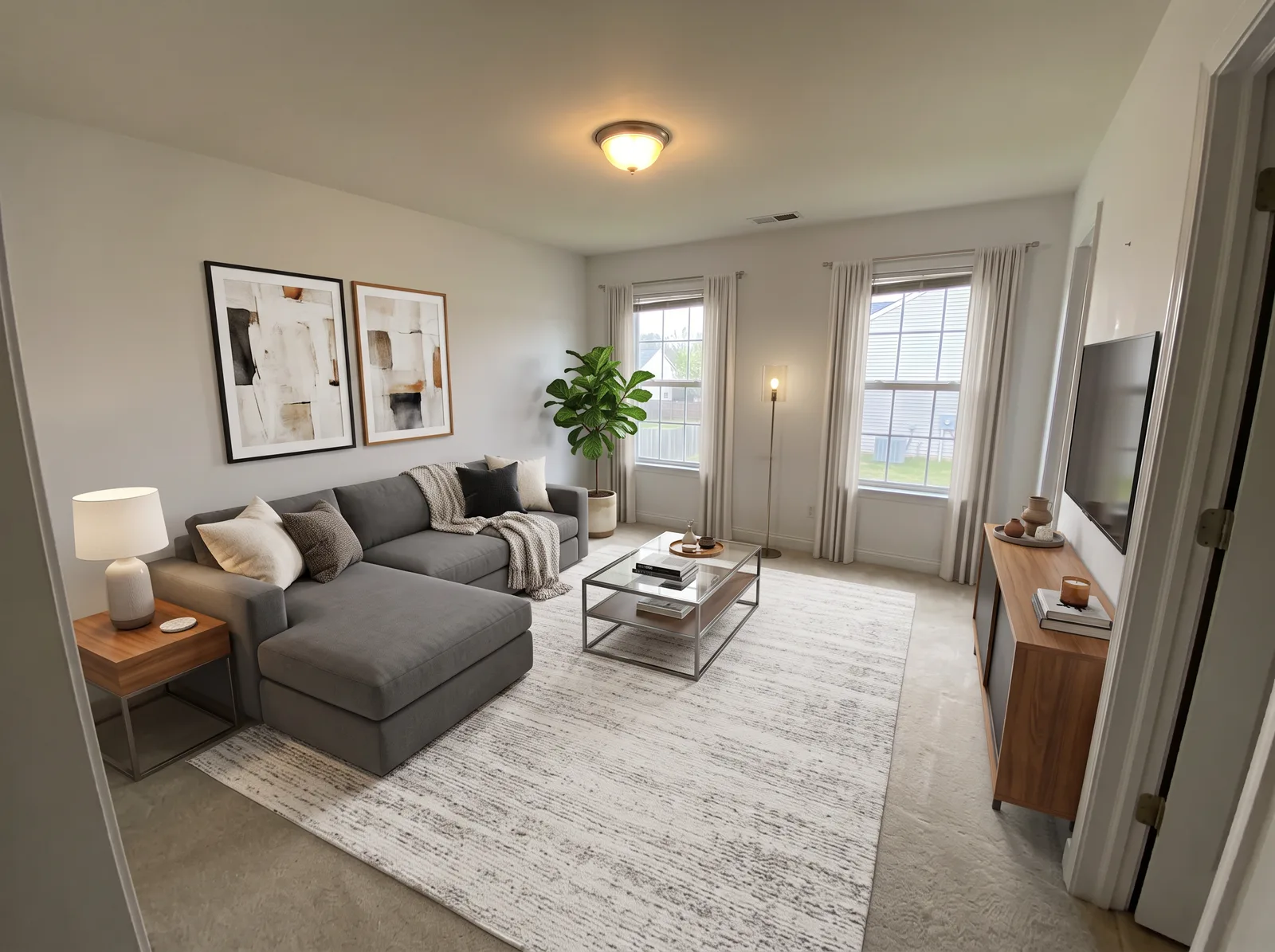 modern virtual staging of an AI-generated living-room