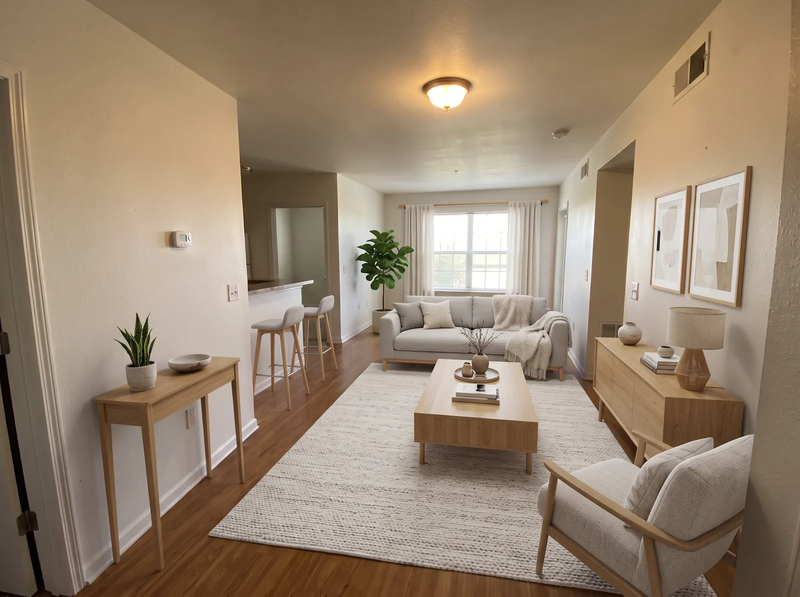scandinavian virtual staging of an AI-generated living-room