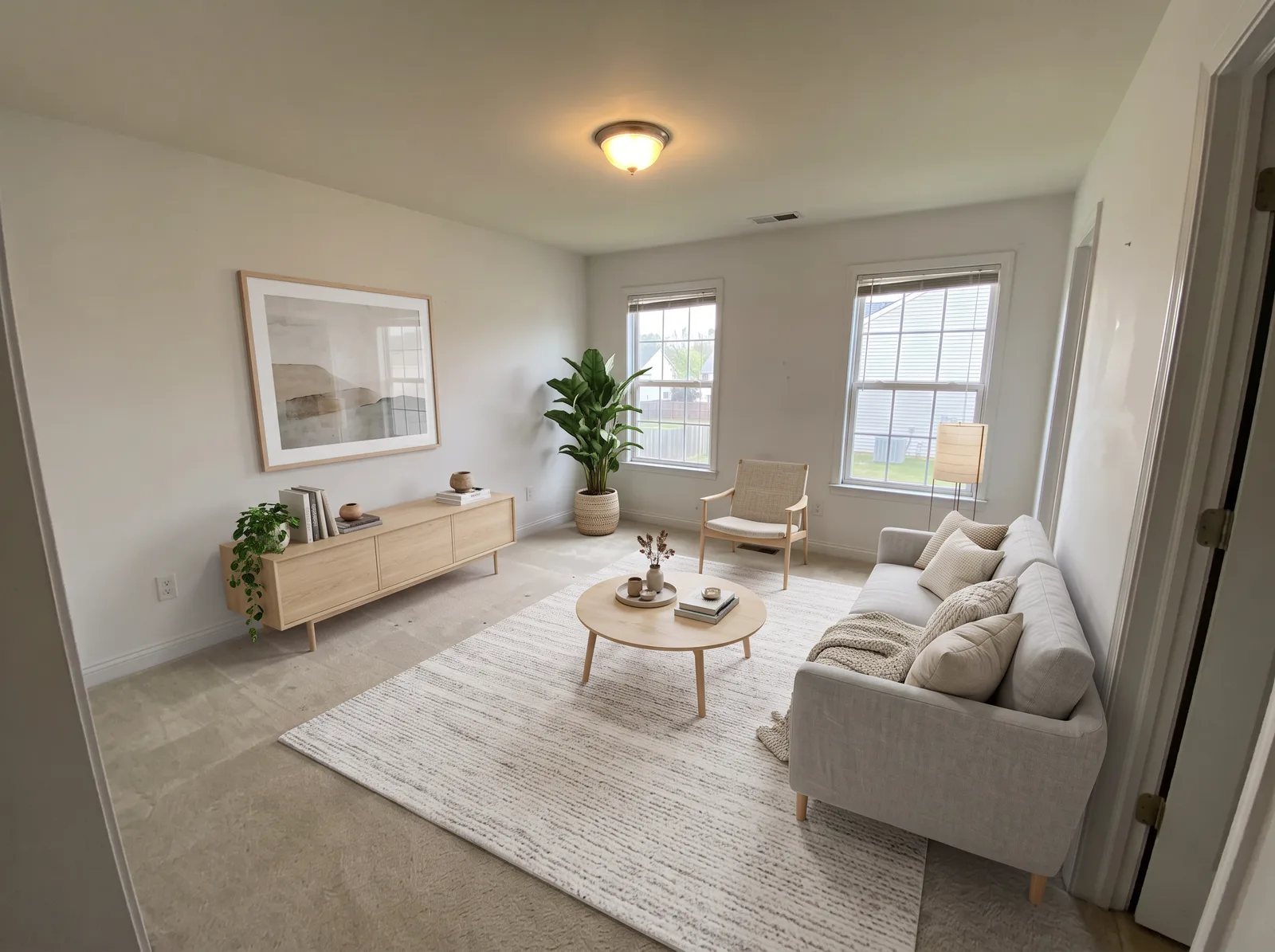 scandinavian virtual staging of an AI-generated living-room